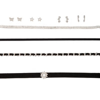 Black Silver Choker & Earrings Set - link has visual effect only