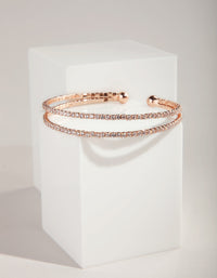 Rose Gold Cubic Zirconia Double Row Cuff - link has visual effect only