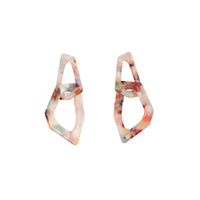 Multicoloured Acrylic Double Link Earring - link has visual effect only