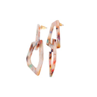 Multicoloured Acrylic Double Link Earring - link has visual effect only