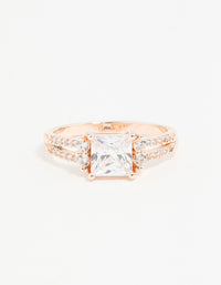 Rose Gold Double Band Cubic Zirconia Ring - link has visual effect only