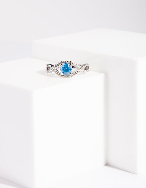 Silver Blue Cubic Zirconia Ring