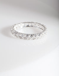 Sterling Silver Statement Cubic Zirconia Eternity Band - link has visual effect only