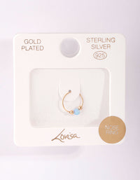 Gold Plated Sterling Silver Synthetic Opal Nose Ring - link has visual effect only