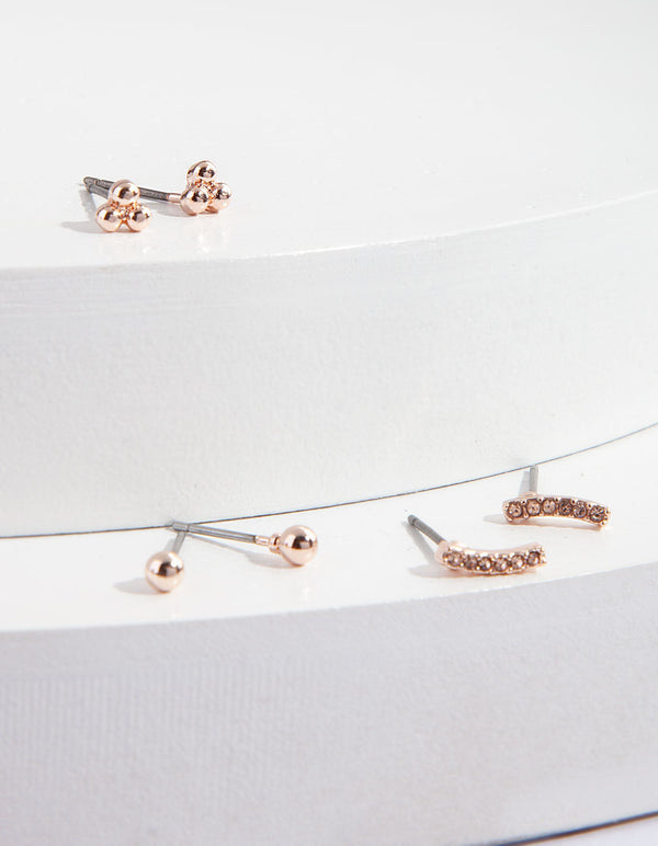 Rose Gold Mini Multi Stud Earring Pack