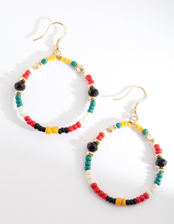 Gold Multicoloured Beaded Earrings