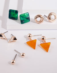 Rose Gold Orange Green Earring Pack - link has visual effect only