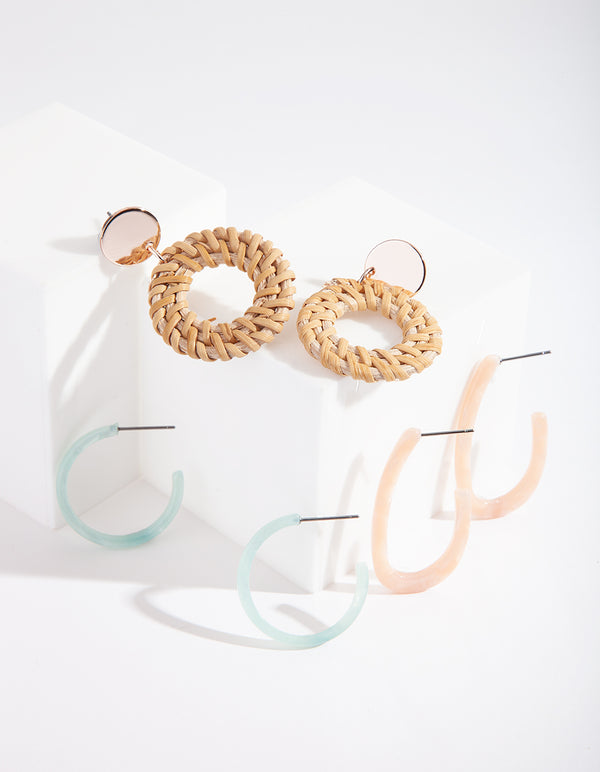 Raffia Acrylic Earring Trio Pack