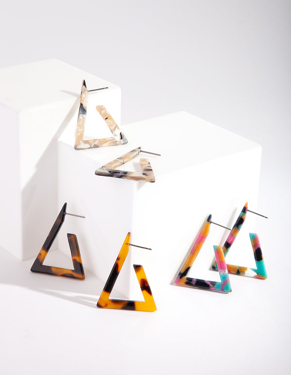 Acrylic Triangle Hoop Earring Trio Pack