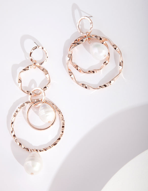 Rose Gold Pearl Mismatch Earring