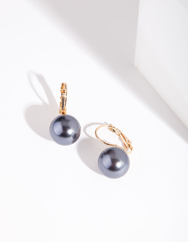 Gold Simple Purple Pearl Earring