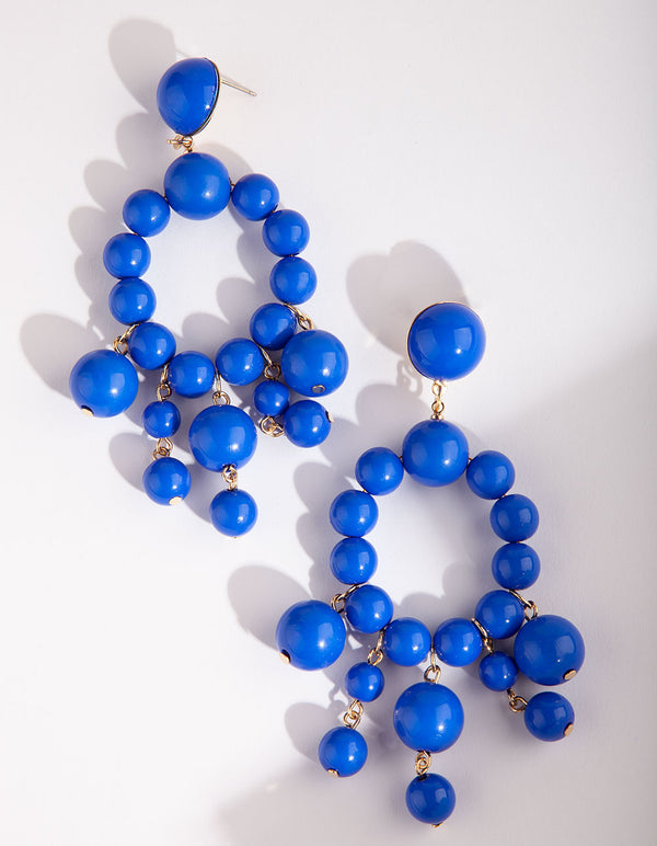 Blue Beaded Circle Drop Earring