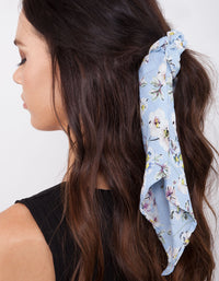 Blue Floral Long Scarf Scrunchie - link has visual effect only