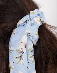 Blue Floral Long Scarf Scrunchie - link has visual effect only