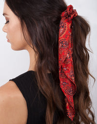 Red Paisley Long Scarf Scrunchie - link has visual effect only