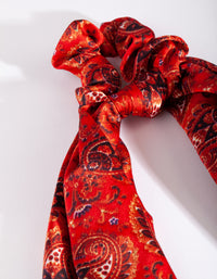 Red Paisley Long Scarf Scrunchie - link has visual effect only