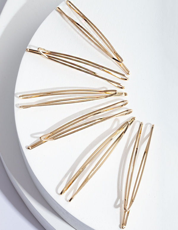 Gold Zig Zag Hair Slide 6-Pack