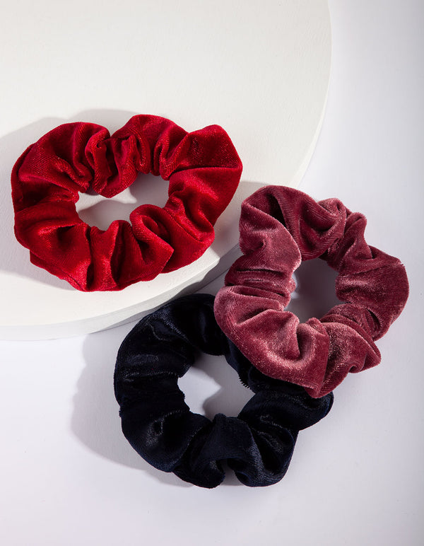 Red Pink Velvet Scrunchie Pack