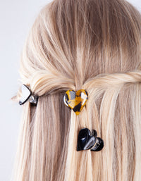 Neutral Heart Acrylic Hair Clip Pack - link has visual effect only