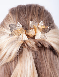 Gold Textured Flower Comb - link has visual effect only