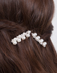 Pearl & Diamante Silver Zig Zag Hair Pin Pack - link has visual effect only