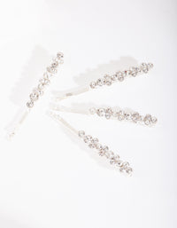 Silver Round-cut Crystal Hair Pin 4-Pack - link has visual effect only