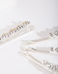 Silver Round-cut Crystal Hair Pin 4-Pack - link has visual effect only