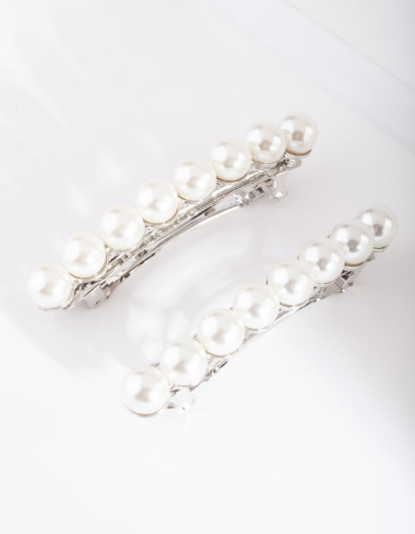 Silver Pearl Barrette Pack