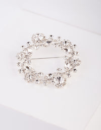 Diamante Floral Wreath Brooch - link has visual effect only