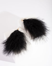 Black Marabou Fluffy Feather Earrings - link has visual effect only