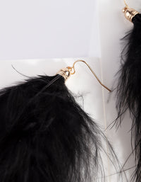 Black Marabou Fluffy Feather Earrings - link has visual effect only