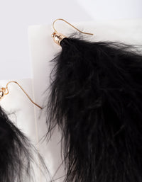 Black Marabou Fluffy Feather Earrings - link has visual effect only