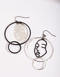 Mixed Metal Face Earrings - link has visual effect only