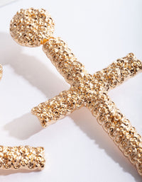 Gold Textured Cross Earrings - link has visual effect only