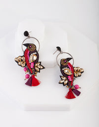 Red Halo Bird Statement Earrings - link has visual effect only