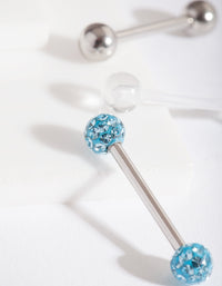 Surgical Steel Blue Diamante Tongue Bar Pack - link has visual effect only