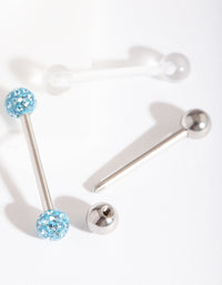 Surgical Steel Blue Diamante Tongue Bar Pack - link has visual effect only