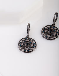 Deep Blue Filigree Huggie Hoop Earrings - link has visual effect only