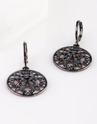 Deep Blue Filigree Huggie Hoop Earrings - link has visual effect only