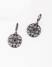 Deep Blue Filigree Huggie Hoop Earrings - link has visual effect only