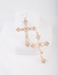 Rose Gold Cross Crystal Stone Earrings - link has visual effect only