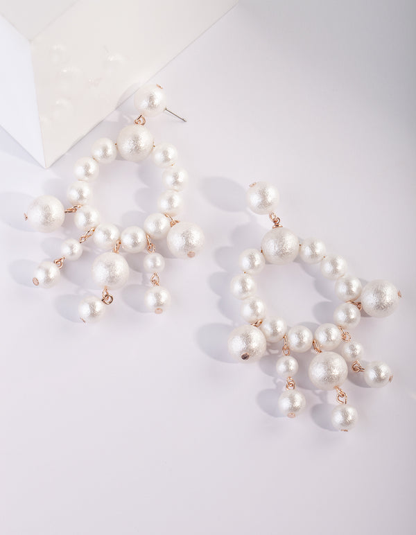 White Multi Ball Drop Earrings