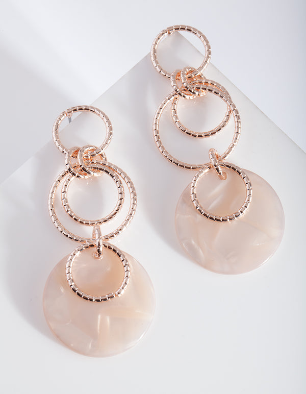 Rose Gold Iridescent Hanging Loop Earrings