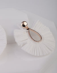 White Straw Tear Drop Earrings - link has visual effect only