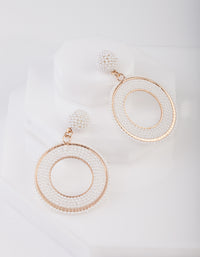 White Beaded Rose Gold Drop Earrings - link has visual effect only