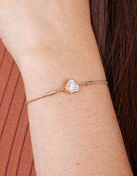 Cubic Zirconia Heart Gold Toggle Bracelet - link has visual effect only