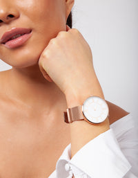 Rose Gold Classic Mesh Strap Watch - link has visual effect only