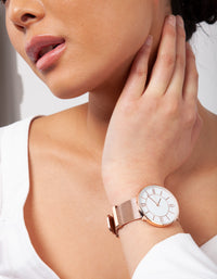 Rose Gold Classic Mesh Strap Watch - link has visual effect only