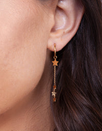 Gold Plated Sterling Silver Chain Drop Earrings - link has visual effect only