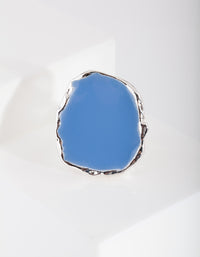 Silver Blue Enamel Ring - link has visual effect only